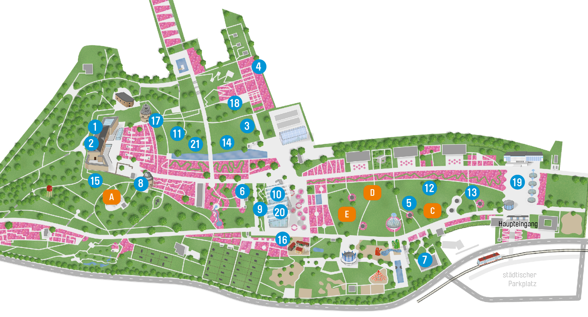 Lageplan der Erlebnisstationen im Park Lageplan der Erlebnisstationen im Park