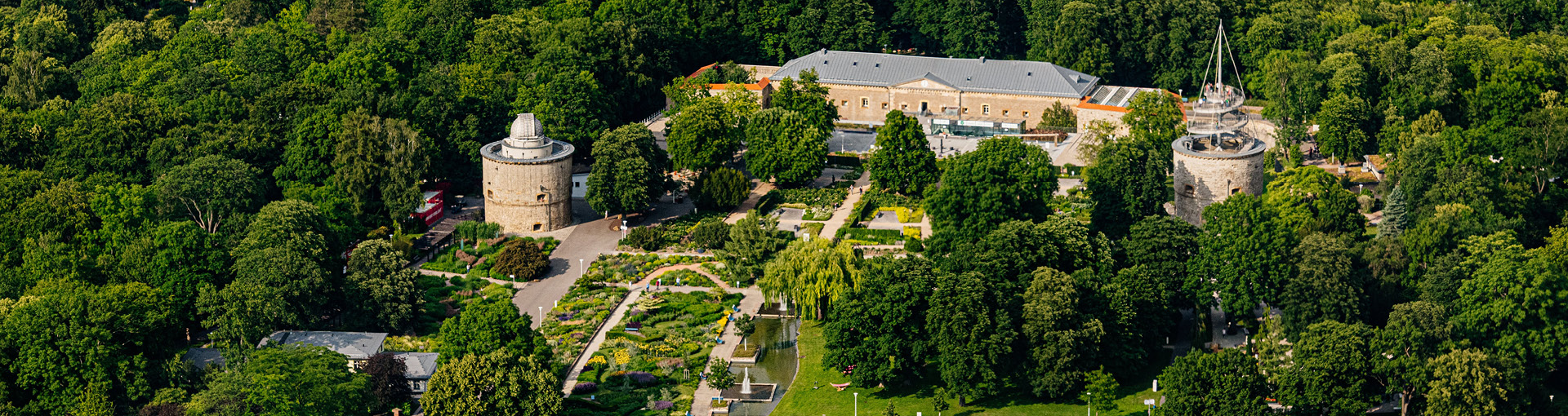 Luftbild des Deutschen Gartenbaumuseums